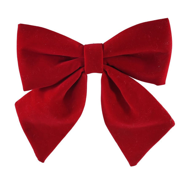 Festive Magic Burgundy Flocked Christmas Decoration Bow - 22 x 25cm