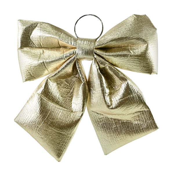 Festive Magic Metallic Christmas Door Bow - Champagne Gold, 33 x 37cm