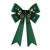 Festive Magic Emerald Velvet LED Christmas Bow - 38 x 56cm, Warm White