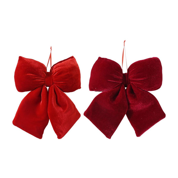 Festive Magic Velvet Bow Christmas Decoration - 22 x 22cm, Assorted Colours
