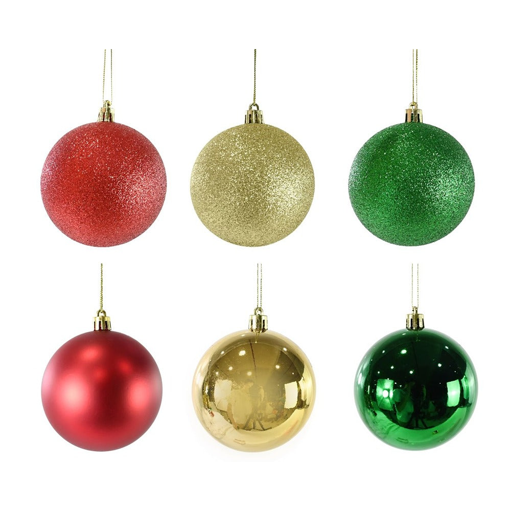 Festive Magic Classic Christmas Baubles - 80mm, Pack of 6, Assorted Colours