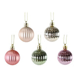 Festive Magic Assorted Pastel Ribbed Christmas Baubles - 40mm, Pack of 25