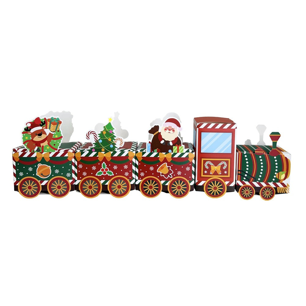 Festive Magic Christmas Paper Treat Train Set - 5 Pieces, Assorted Colours
