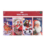 Festive Magic Traditional Christmas Money Wallets - Pack of 4, Assorted Designs