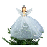 Festive Magic Fairy Princess Christmas Tree Topper - Silver and Blue, 25cm