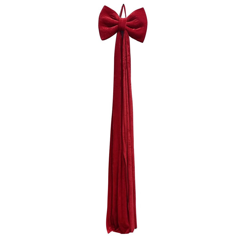 Festive Magic Oversized Velvet Christmas Bow Decoration - Red, 40 x 200cm