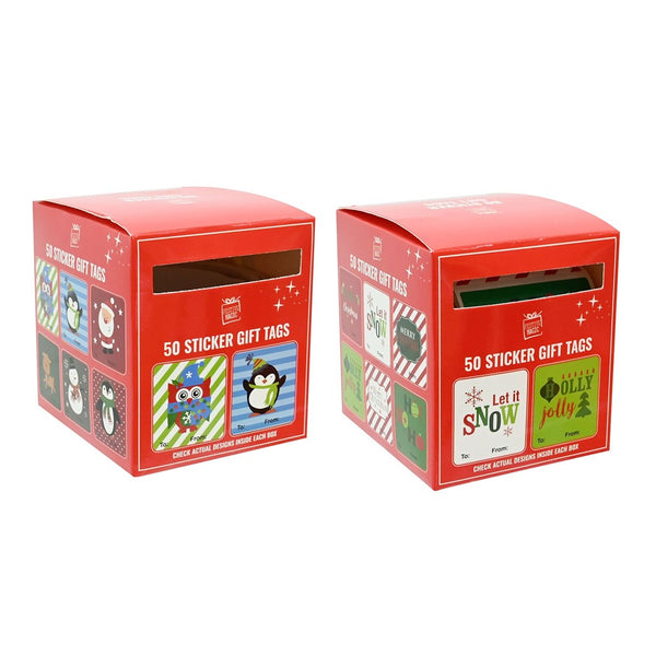 Festive Magic Assorted Christmas Gift Tag Sticker Roll - 50 Pieces