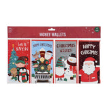 Festive Magic Christmas Money Wallets - Pack of 4, Assorted Foil Designs
