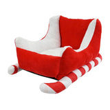 Festive Magic Plush Santa Sleigh Pet Bed - Red and White, for Small Pets