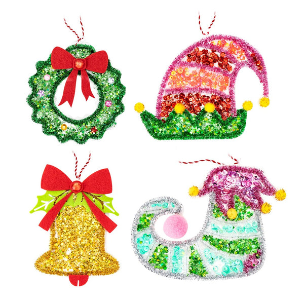 Festive Magic DIY Glitter Christmas Ornaments - Assorted Designs and Colours