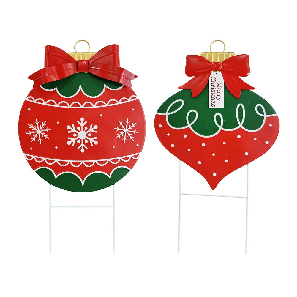 Festive Magic Metal Christmas Bauble Garden Stake - 90cm, Assorted Designs