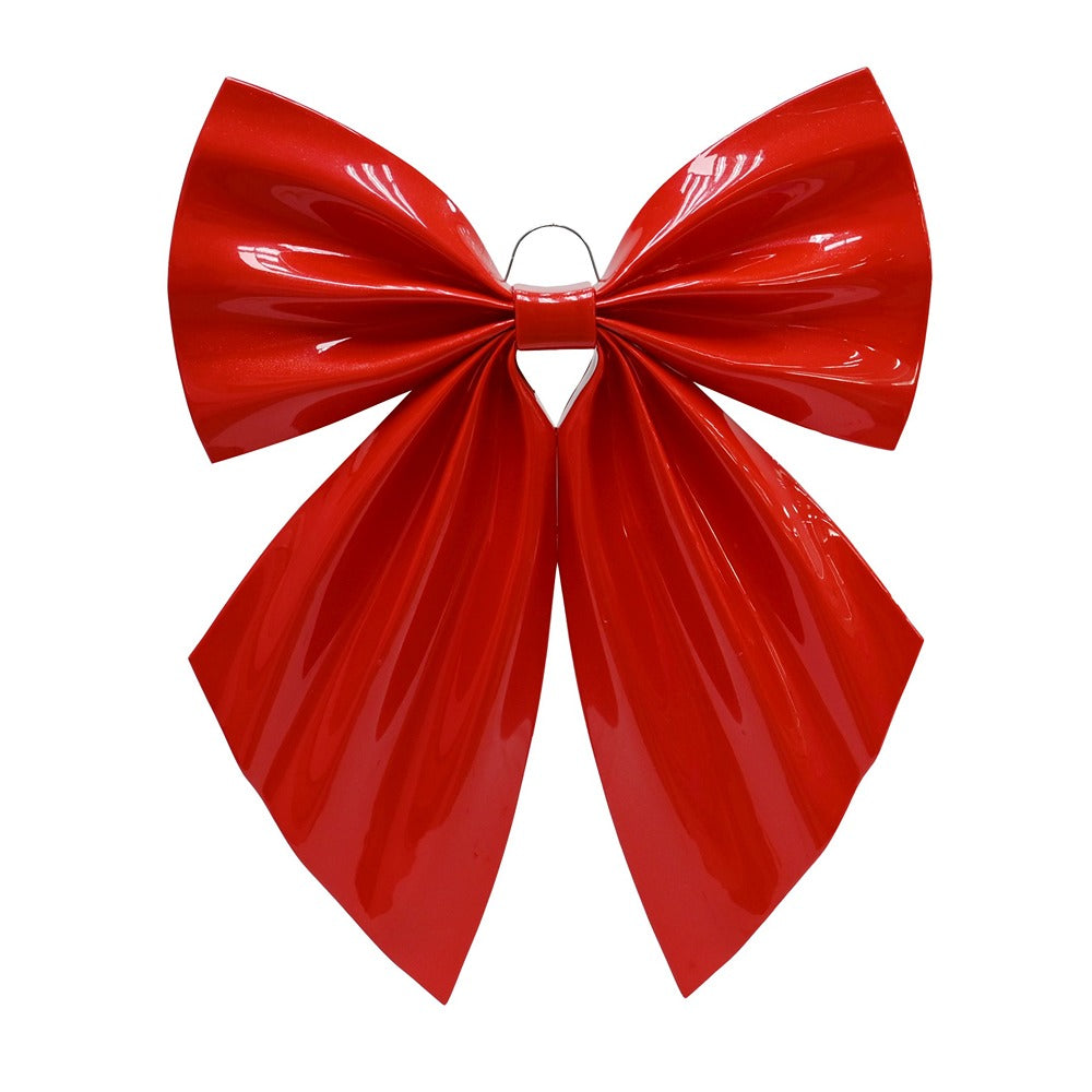 Festive Magic Oversized Hard Plastic Christmas Bow Decoration - Red, Outdoor
