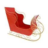Festive Magic Red and Gold Metal Christmas Display Sleigh - 119 x 50.5 x 85cm