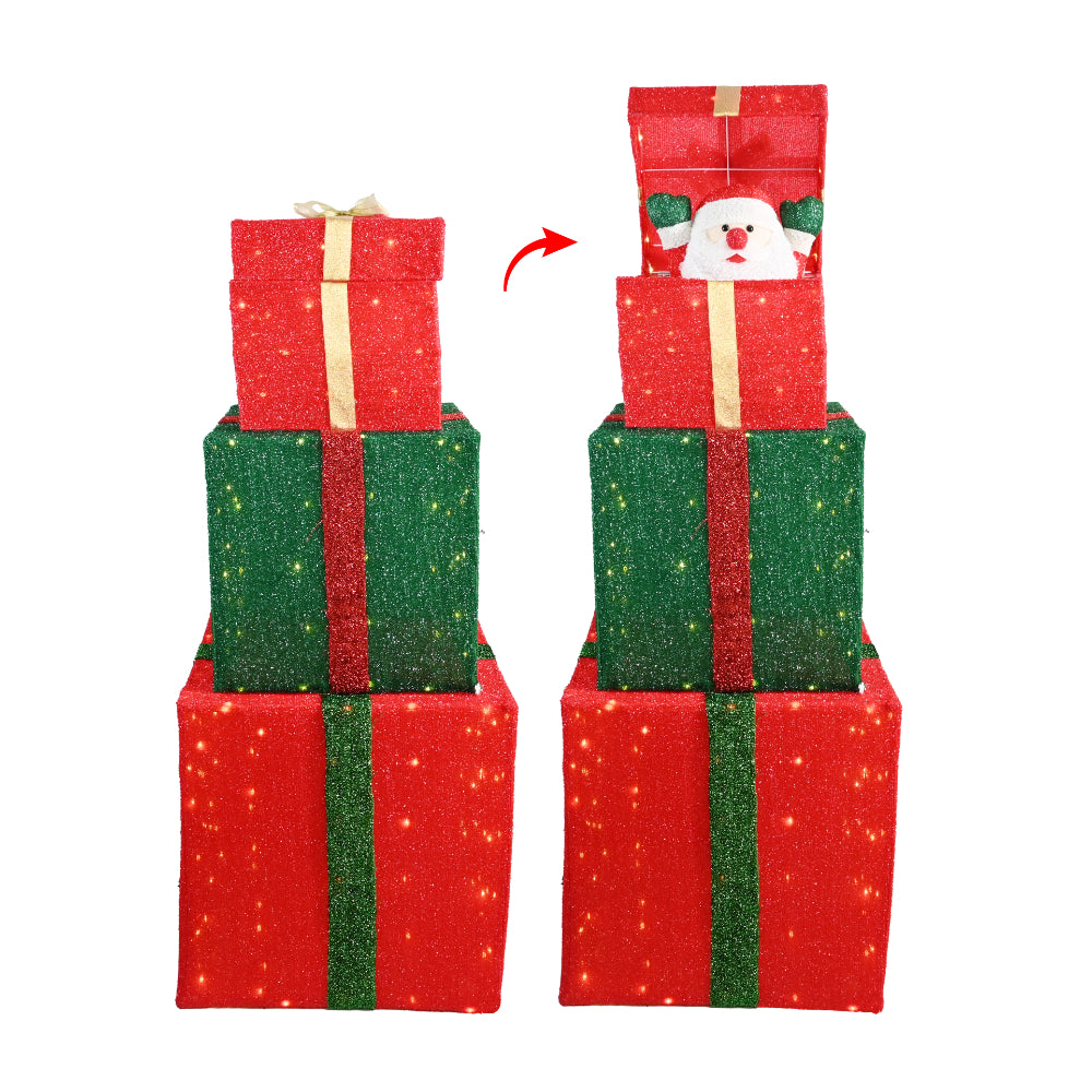 Festive Magic Illuminated Pop-Up Santa Present Decoration - 120cm, Warm White