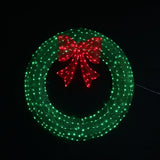 Festive Magic Glitter LED Christmas Wreath with Bow - Green, 150cm