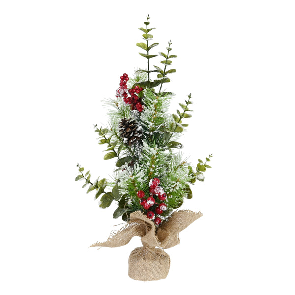 Festive Magic Snowy Pine Needle Tabletop Christmas Tree - 60cm, Hessian Base