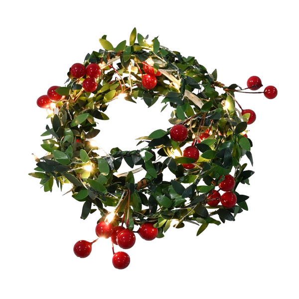 Festive Magic Light-Up Holly Berry Christmas Garland - Warm White Lights, 1.8m