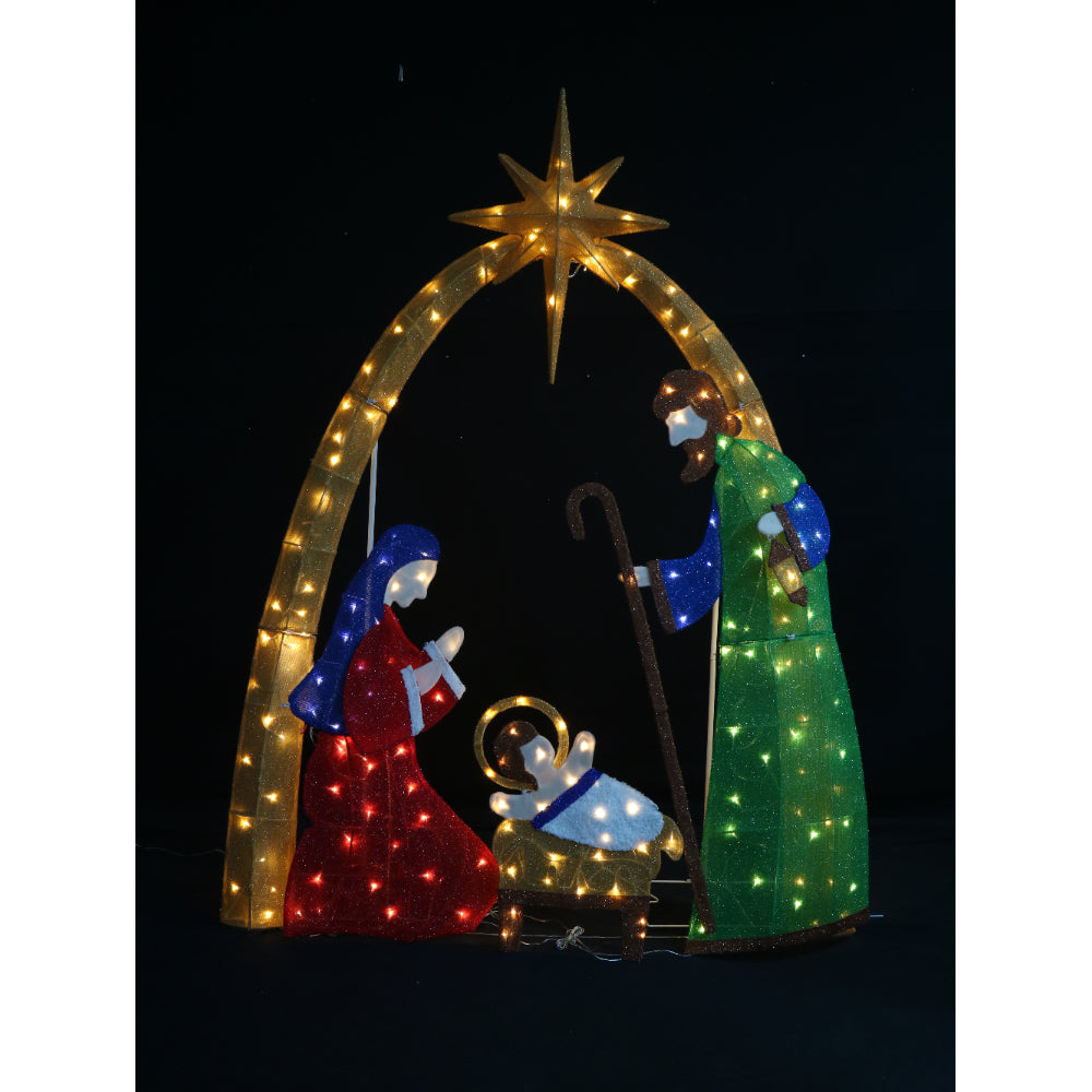 Festive Magic LED Mesh Tinsel Nativity Scene - Warm White, Multicoloured