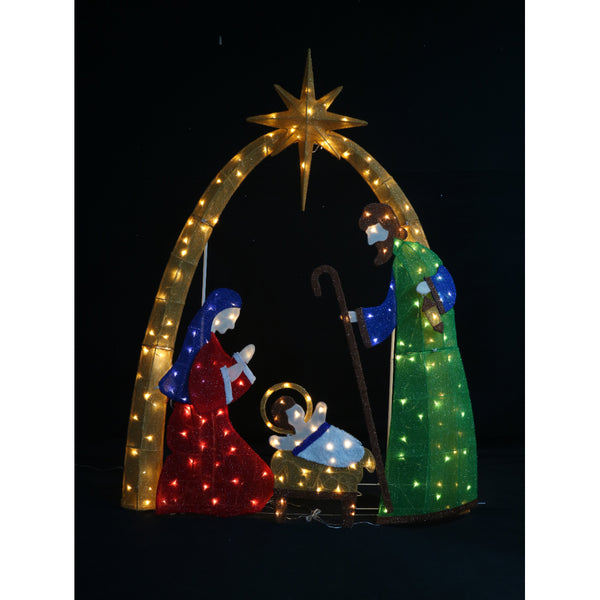 Festive Magic LED Mesh Tinsel Nativity Scene - Warm White, Multicoloured