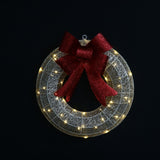 Festive Magic LED Glitter Mesh Christmas Wreath - Gold and Silver with Red Bow