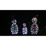Festive Magic LED Mesh Snowman Family Decoration - 3 Pieces, Assorted Designs