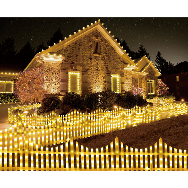 Festive Magic Warm White LED Picket Fence Lights - Pack of 8, 264 x 30cm