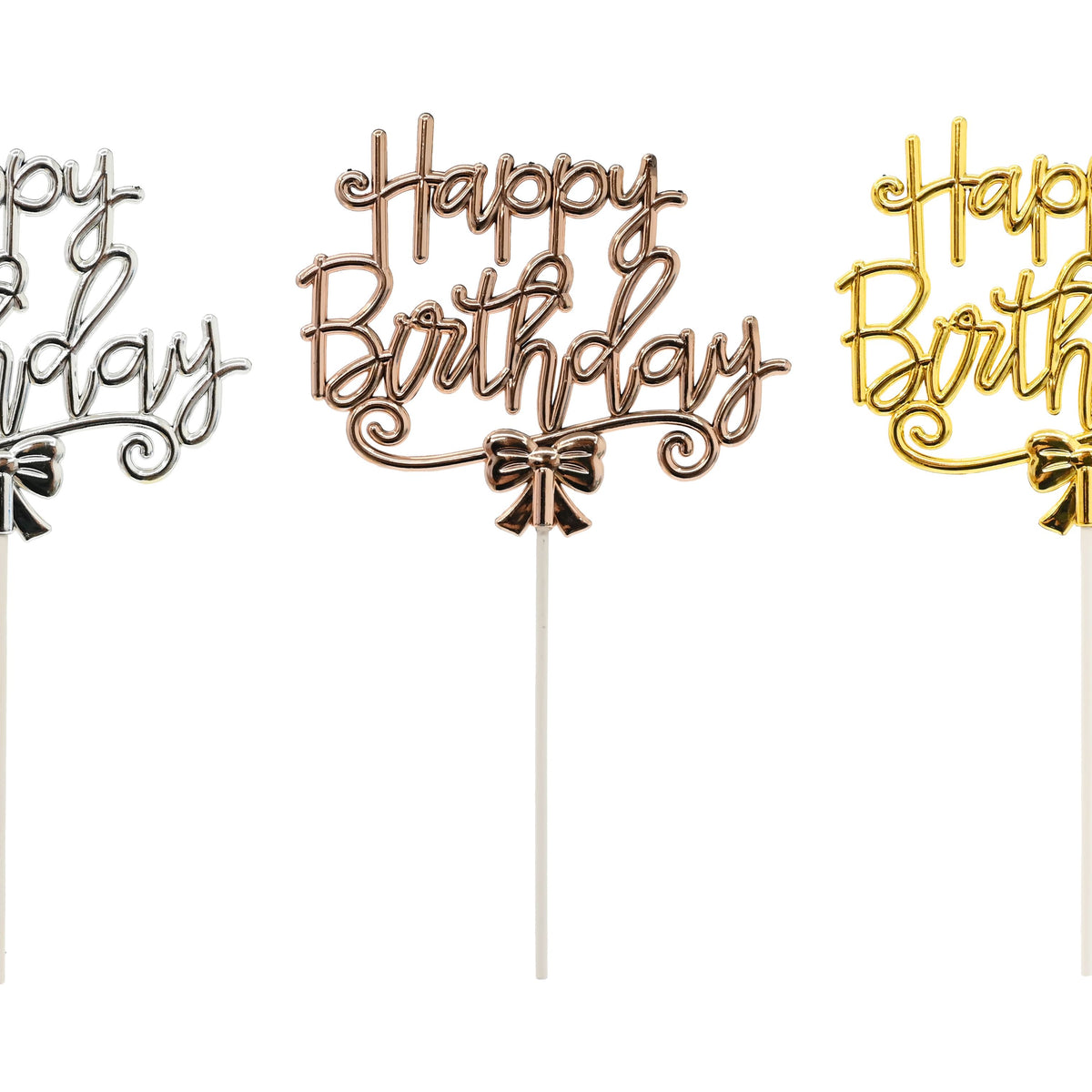 Happy Birthday Cake Topper - Assorted Colours - 11 x 20cm