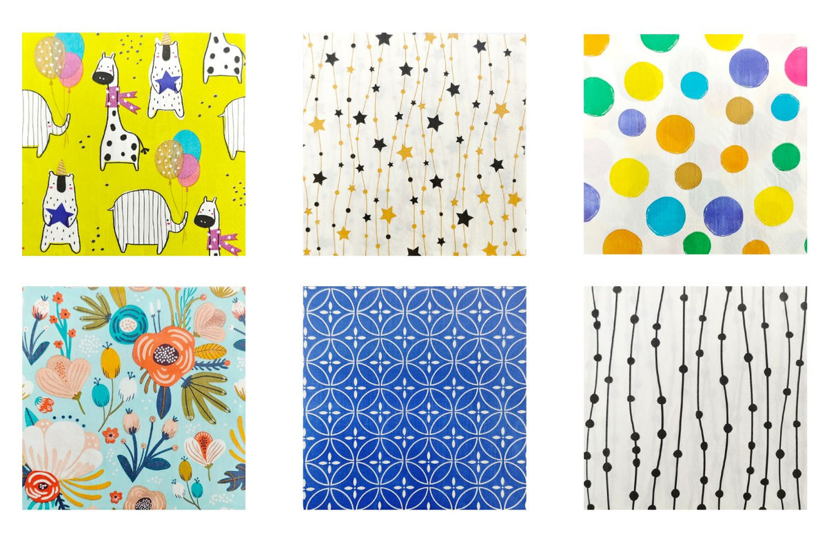 Printed Napkin - Assorted Designs - 33x33cm 20 Pack
