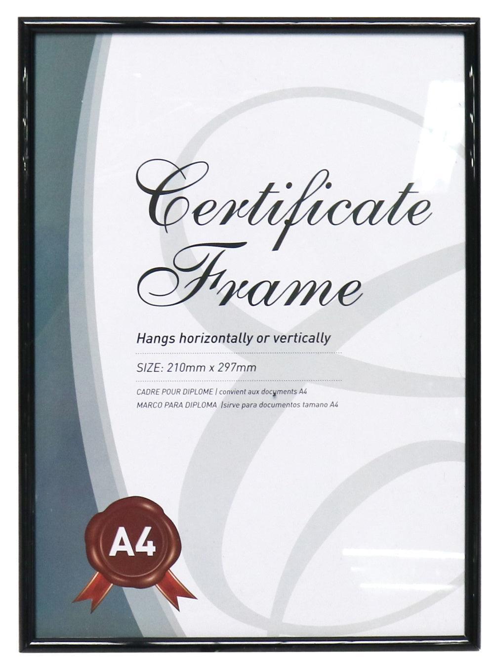 A4 Certificate Frame | Black | 210mm x 297mm - Choice Stores