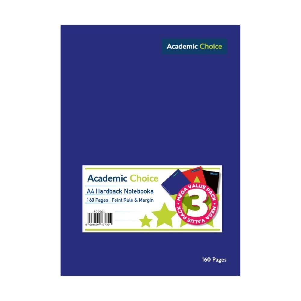 Academic Choice A4 160 Page Hardback Notebooks | Pack Of 3 - Choice Stores