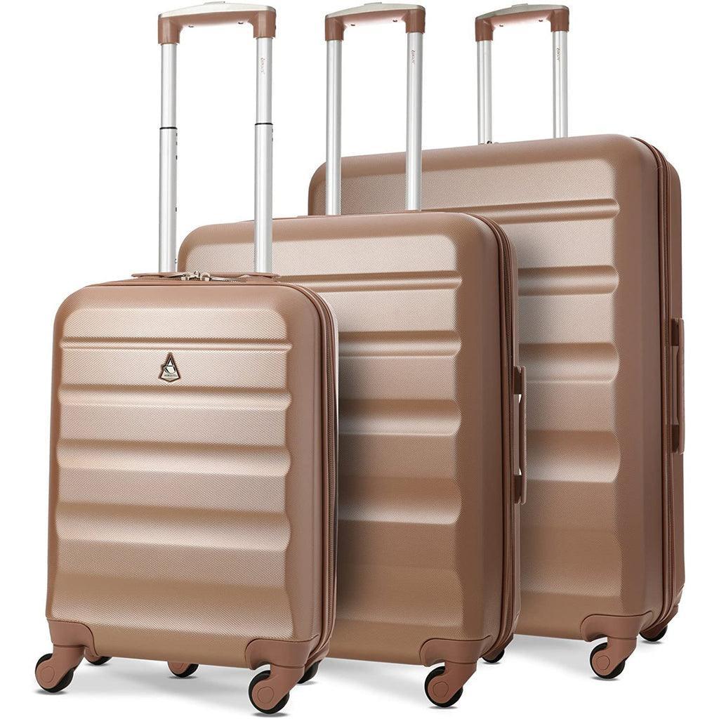 Aerolite Lightweight 4 Wheel ABS Hard Shell Luggage Suitcase Travel Trolley Rose Gold - Choice Stores