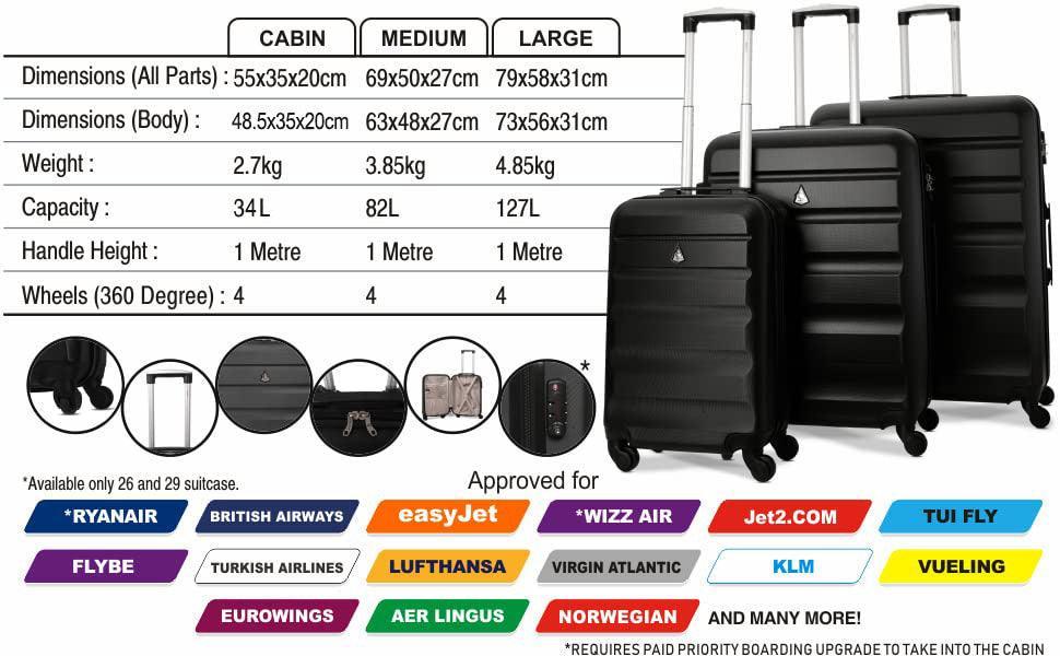 Aerolite Lightweight 4 Wheel ABS Hard Shell Luggage Suitcase Travel Trolley Rose Gold - Choice Stores