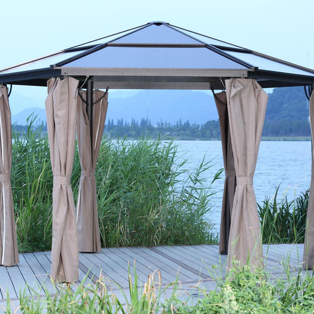 Aluminium Hexagonal Gazebo with Side Panels - Choice Stores