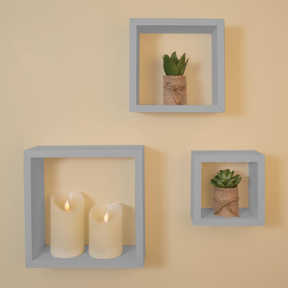 Anika Grey Cube Shelves | Set of 3 - Choice Stores
