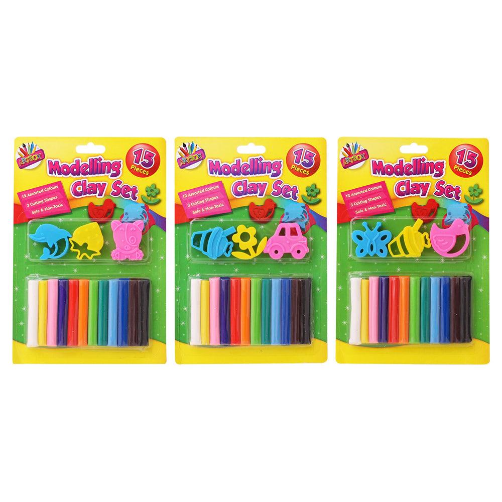 Artbox Childrens Modelling Clay Set With 3 Cutting Shapes | 12 Assorted Colours - Choice Stores