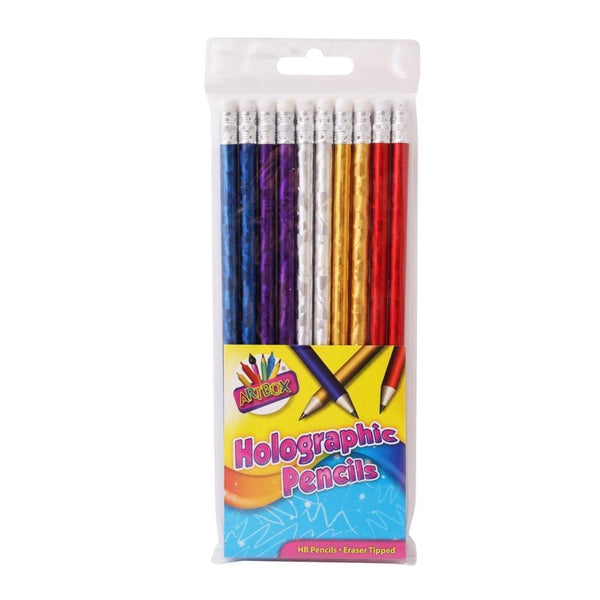 Artbox Holographic HB Pencils With Erasers | 10 Pack - Choice Stores