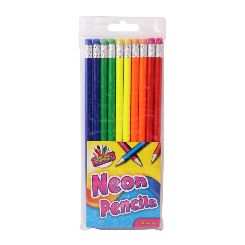 Artbox Neon HB Pencils With Erasers | 10 Pack - Choice Stores