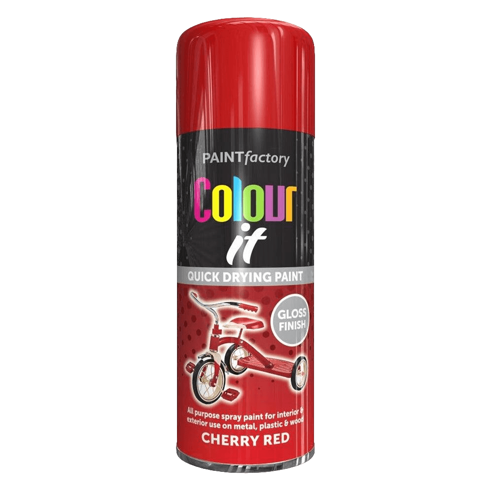 Colour it Quick Drying Spray Paint Cherry Red Gloss Finish | 400ml