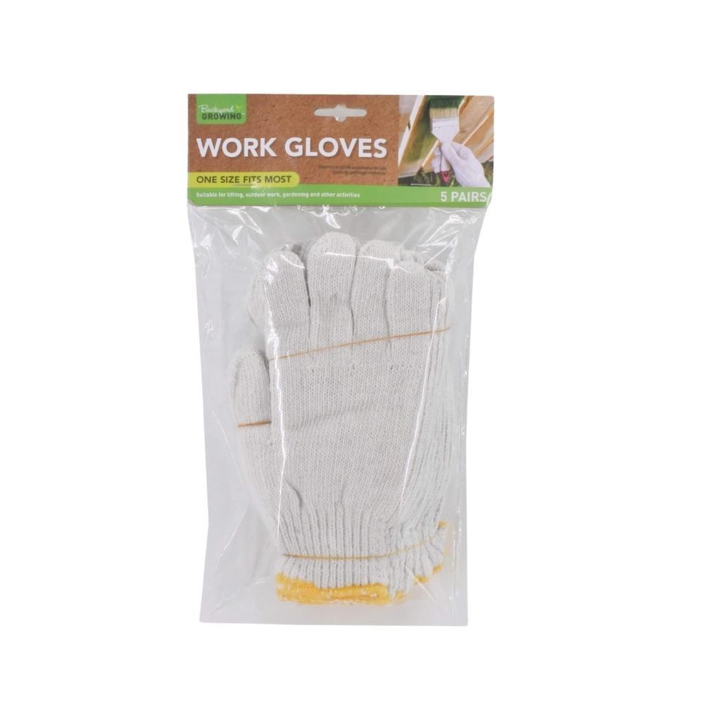 Backyard Work Gloves White | 5 Pairs - Choice Stores