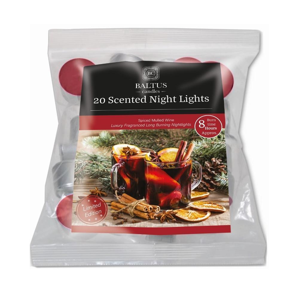 Baltus Night Light Scented Candles | Mulled Wine | Pack of 20 - Choice Stores