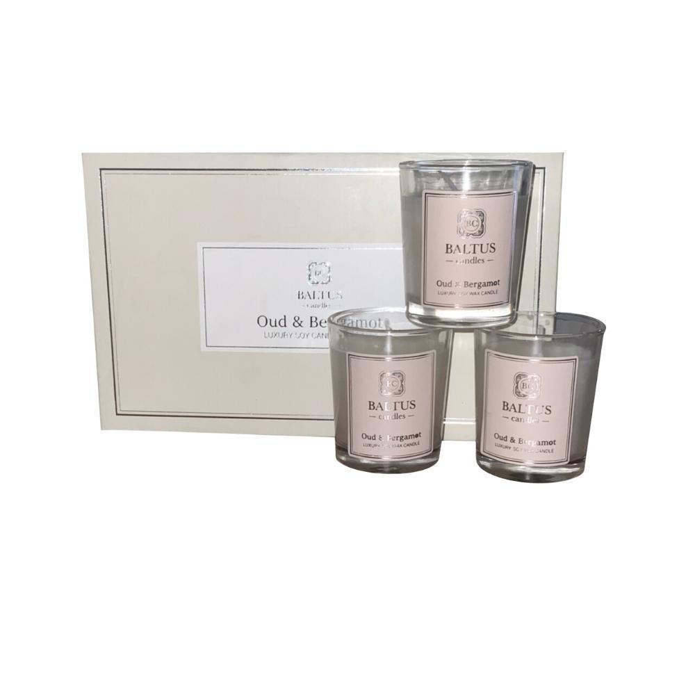Baltus Oud & Bergamot Luxury Soy Candle Gift Set | Set of 3 - Choice Stores