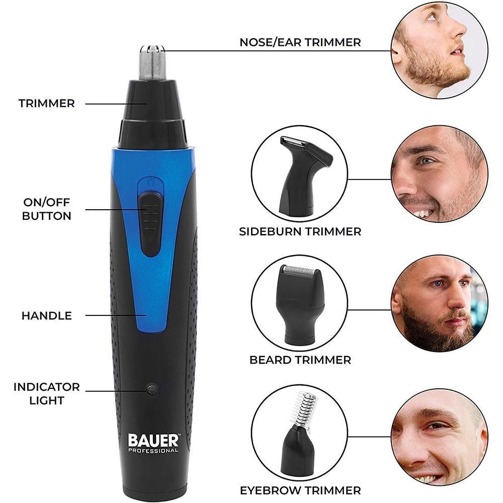 Bauer Rechargeable Personal Grooming Set | Includes USB Charging Cable | 4 Interchangeable Heads - Choice Stores