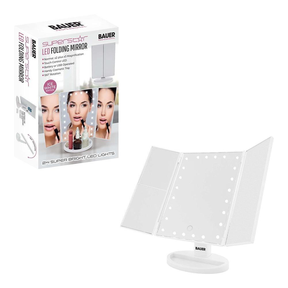 Bauer White LED Foldable Mirror - Choice Stores