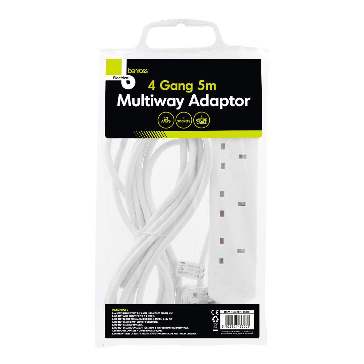 Benross 4 Gang Multiway Adaptor | 5m - Choice Stores