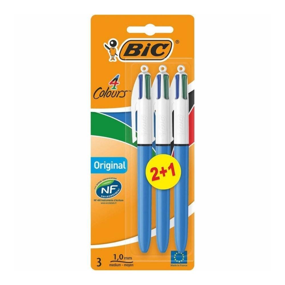 Bic 4 Colours Retractable Ballpoint Pen | Pack Of 3 - Choice Stores