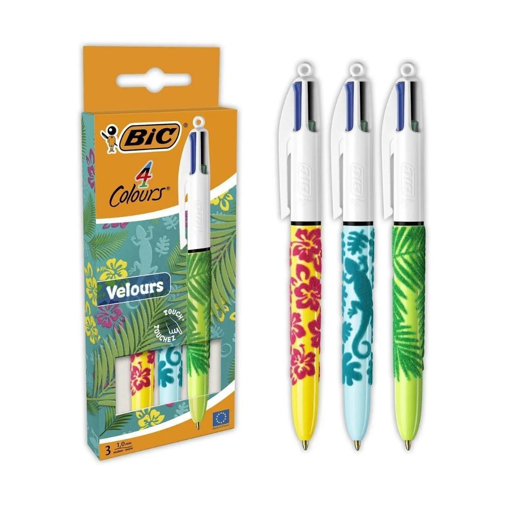 Bic 4 Colours Velvet Retractable Ballpoint Pen | Pack Of 3 - Choice Stores