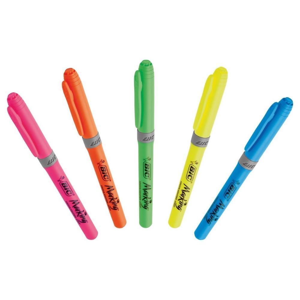 BIC Brite Liner Grip Highlighter Assorted Colours | Pack of 5 - Choice Stores