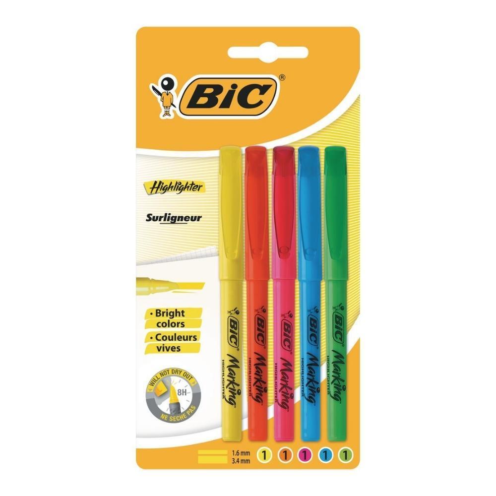 Bic Brite Liner Highlighters Assorted Colours | Pack of 5 - Choice Stores