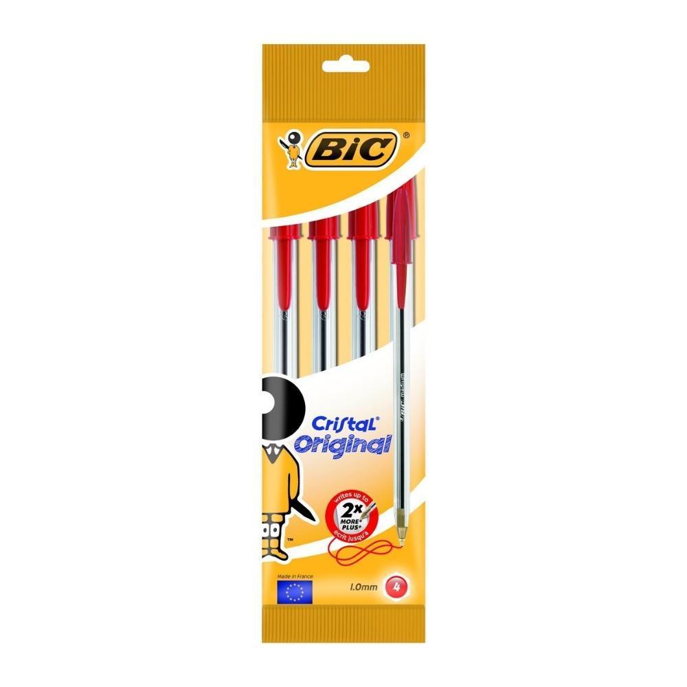 Bic Cristal Medium Ballpoint Pen Medium Red | 4 Pack - Choice Stores