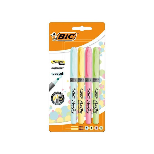 Bic Highlighter Grip Assorted Pastel | Pack of 4 - Choice Stores